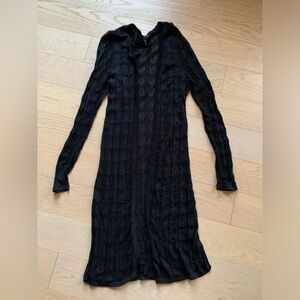 White House Black Market Textured Black Long cardigan